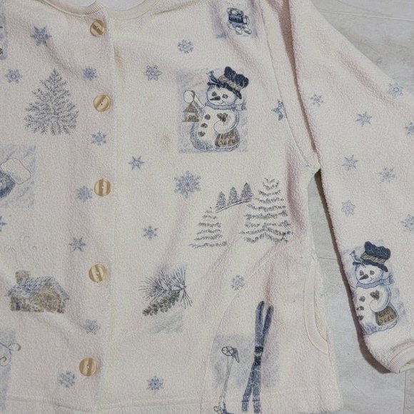 Vintage Artisans Sunchein Designs Winter Graphic Button Up Sweater Approx. M - Picture 2 of 9